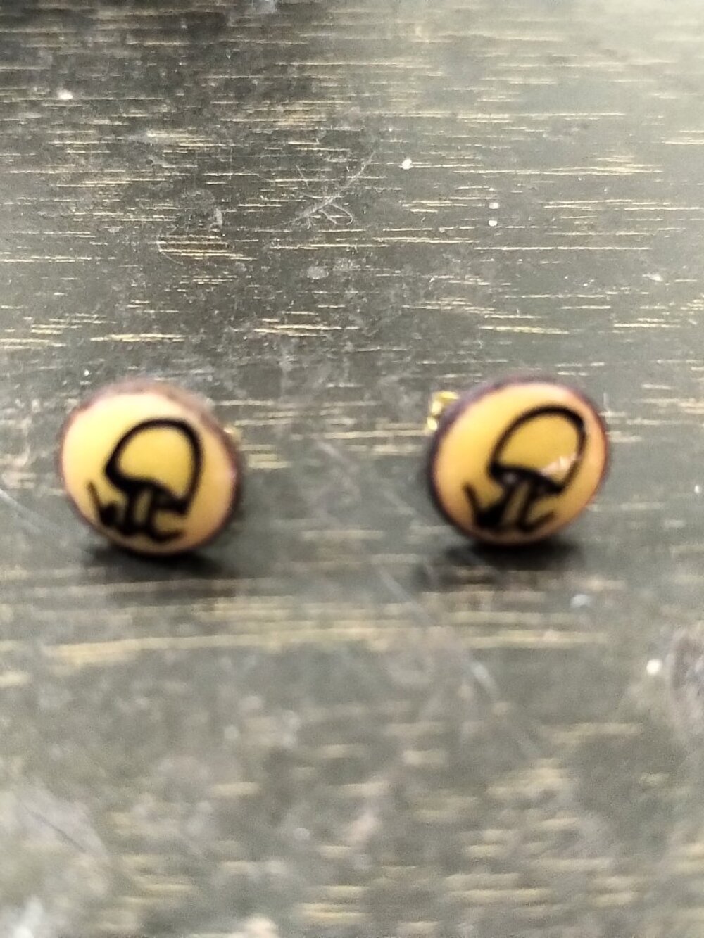 Vintage Mushroom Print Earring Studs